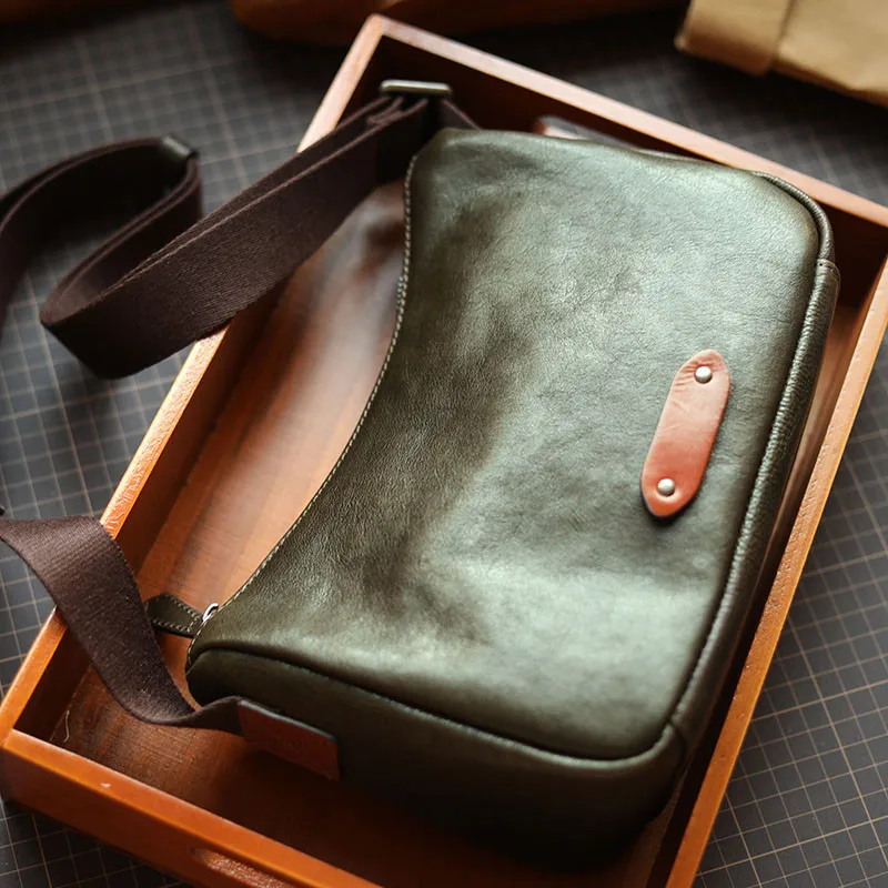 PNDME organizer luxury genuine leather men green crossbody bag fashion designer outdoor travel natural real cowhide shoulder bag