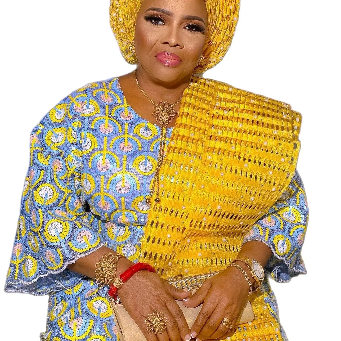 

African Sequins Lace Fabric 2023 High Quality 5 Yards Nigerian French Embroidery Mesh Fabric For Wedding Party Dress