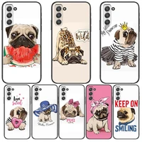 cute pug bulldog phone cover hull for samsung galaxy s6 s7 s8 s9 s10e s20 s21 s5 s30 plus s20 fe 5g lite ultra edge