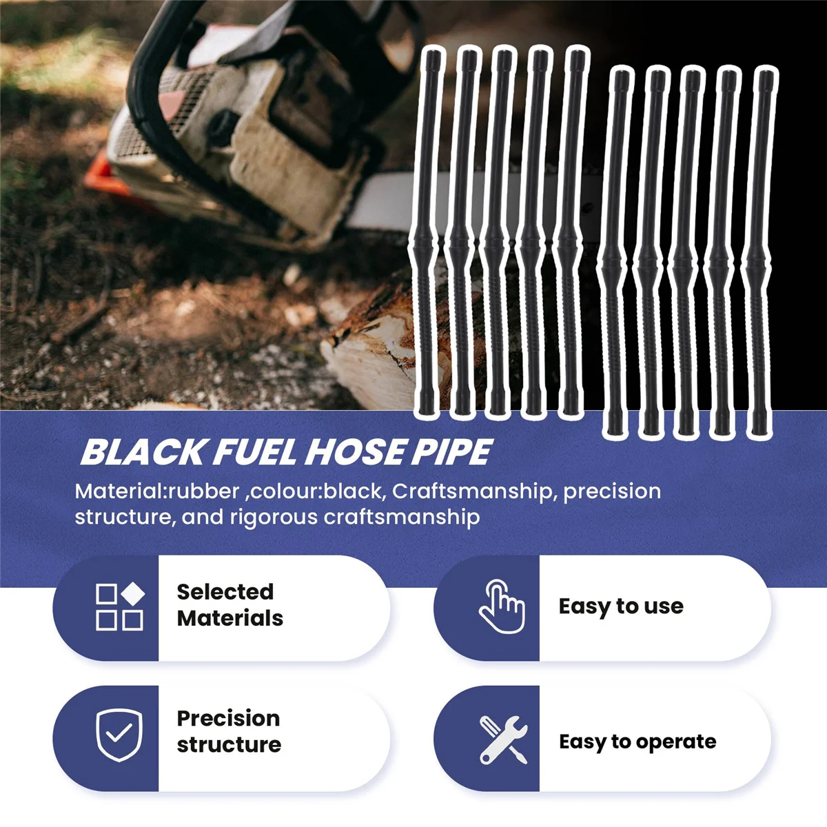 10X черный топливный шланг для китайской бензопилы 4500 5200 45Cc 52Cc 58Cc MT-9999 пластиковые