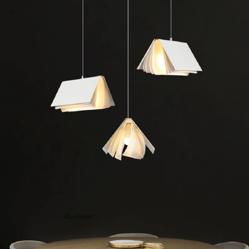 

LED pendant lamp Creative Folder Book light Iron White Hanging for Living Room Room Decoration lights