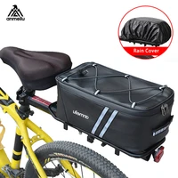 anmeilu bicycle large capacity rear shelf luggage carrier bag waterproof durable cycling bag bike pu trunk bag with rain cover