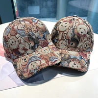 2022 new cute cotton sun hat female bear print cotton baseball cap mens street fashion caps