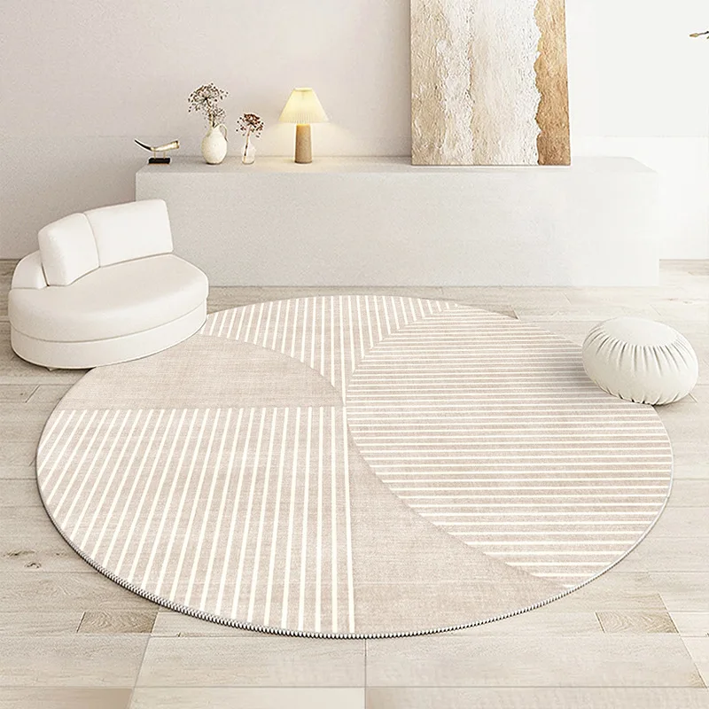 

Simple Carpet Nordic Geometric Lines Round Mat Comfortable for Bedroom Living Room Study Washroom Floor Mat