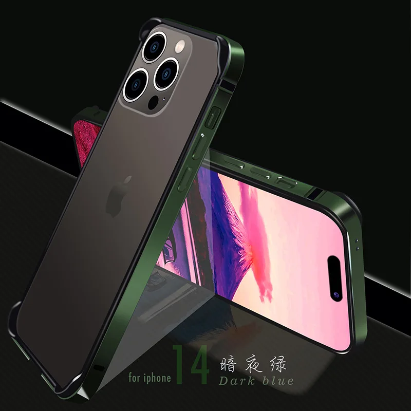 Purple Aluminum Metal Phone Bumper + Tpu Case For Iphone 14 Plus Pro Max 14pro 14plus  Phone Cover Coque Frame Accessories