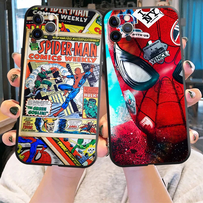 

Marvel Comics Logo Phone Case For iPhone 13 12 11 Pro 12 13 Mini X XR XS Max SE 6 6s 7 8 Plus Back Black Liquid Silicon Soft