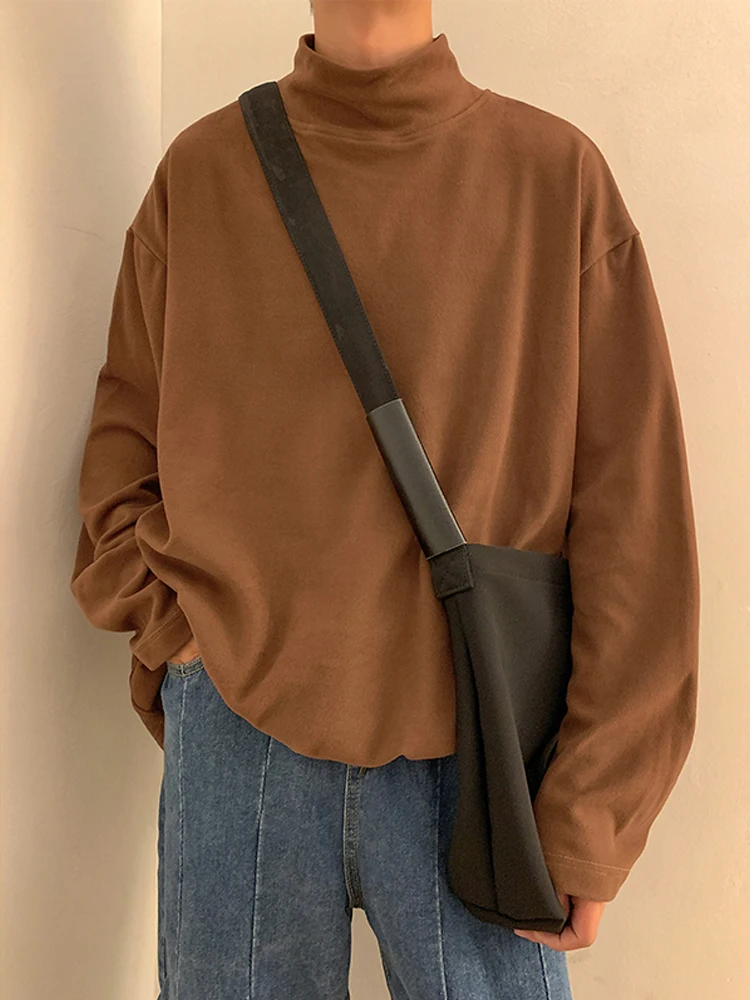 Женская однотонная футболка с длинным рукавом и высоким воротником - купить по