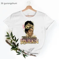 2022 hot sale gold glitter melanin queen graphic print tshirts women cool white t shirt femme black girl magic t shirt