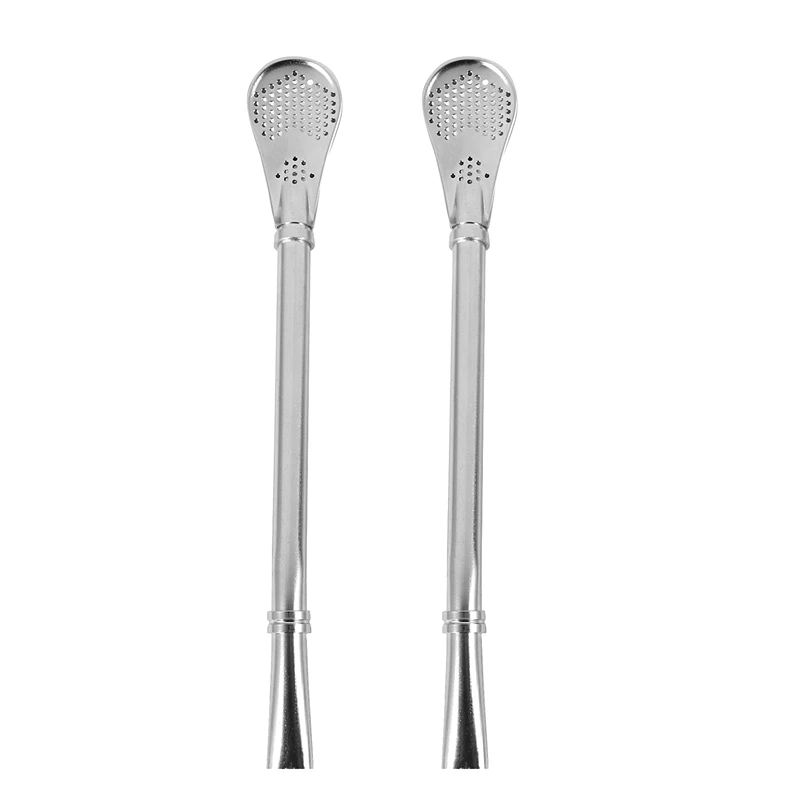 

Set Of 2 Pcs - Stainless Steel Yerba Mate Tea Bombilla Gourd Drinking Straw Filtered
