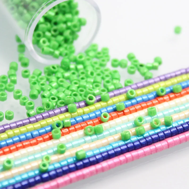 MKY Beads 2.0MM 10Grams/Tube Glossy Multiple Colors Glass Beads For DIY Needle Work Sewing  Dress Adornment