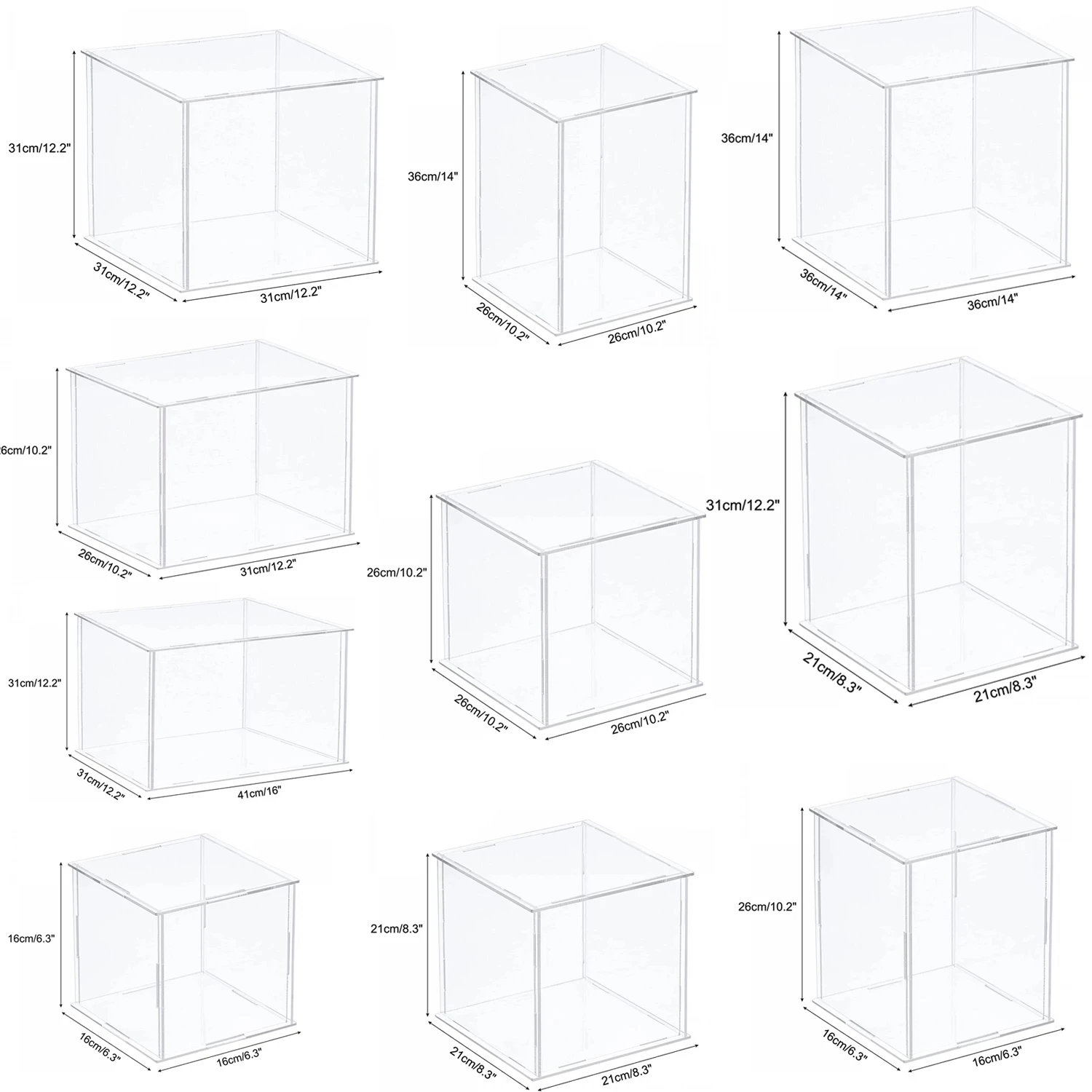 Прозрачная акриловая витрина 10-15-20-30-35-40 см, модель куклы «сделай сам», модель автомобиля, игрушечный пылезащитный шкаф, может быть настроен Размер
