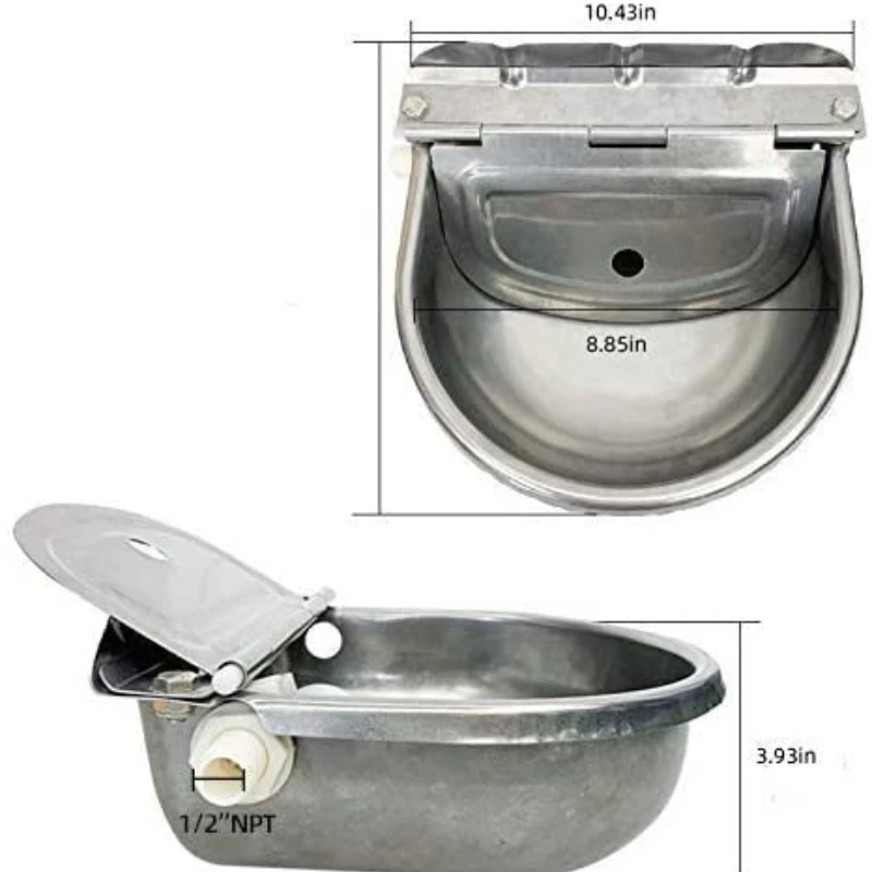 

Stainless Steel Automatic Waterer Bowl Horse Cattle Goat Sheep Pig Dog Float Valve Water Trough Farm Supplies Livestocktool