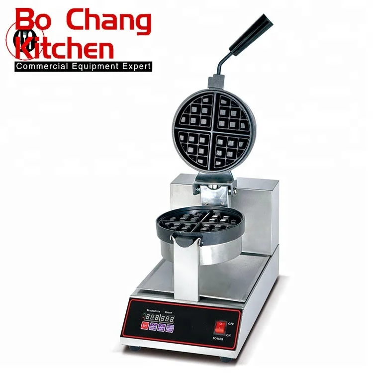 

Commercial snack equipment Single Plate digital Electric Rotary Waffle Maker