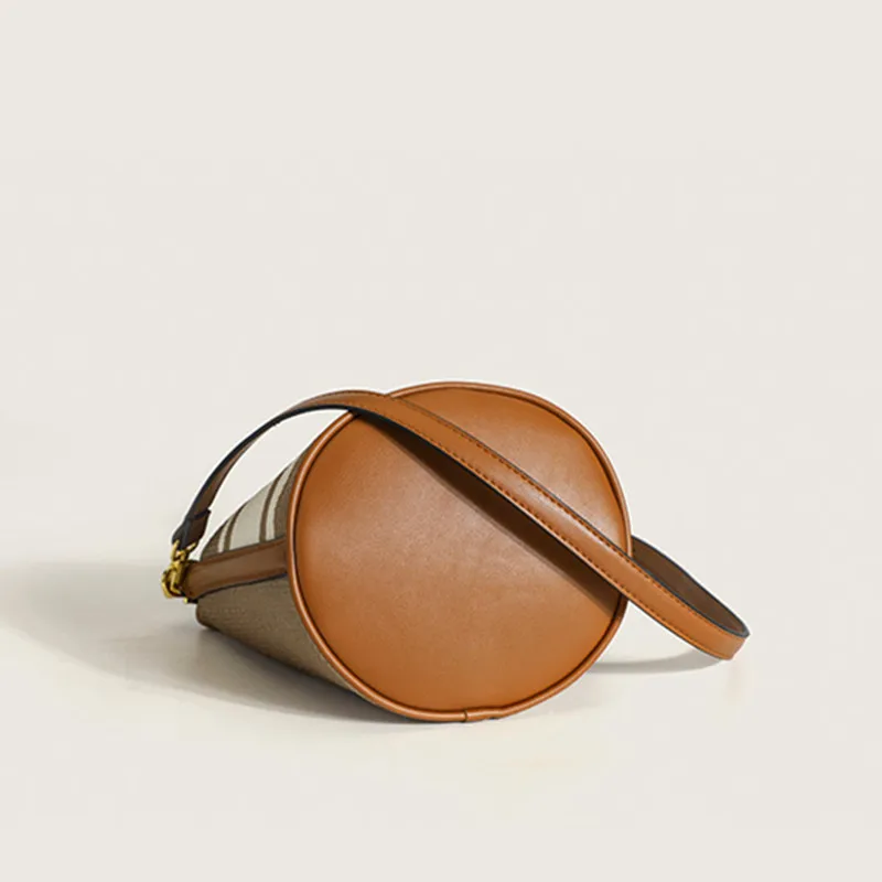 2023 New Fashion Famous Brand Design Women Bucket Handbag Ladies Shoulder Stripe Large Capacity Tote Purse Messenger