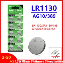 AG10 단추 셀 알카라인 배터리, 시계 장난감 리모컨 계산기 배터리, LR1130 389A 189 389 SR54 LR54 L1131 1.55V