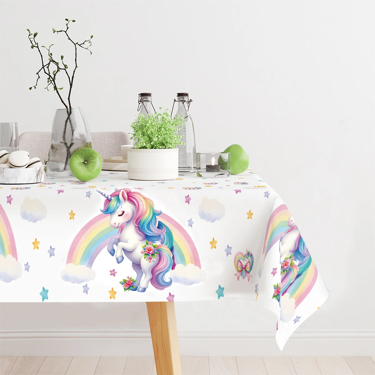 Радужный единорог скатерть из полиэстера