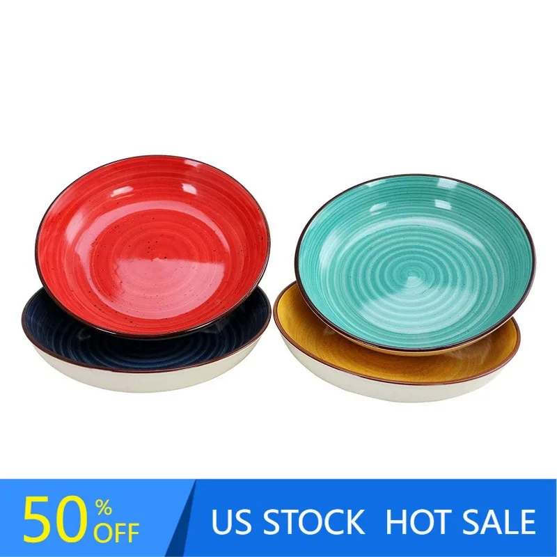 

Color Speckle 4 Piece Stoneware Pasta Bowl Dish Set, Assorted Colors