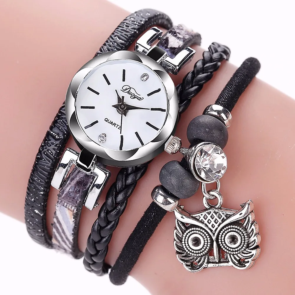 

Часы женские кварцевые с кожаным ремешком, Роскошные наручные, с браслетом