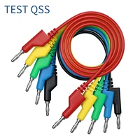 qss 5pcs 4mm banana plug to banana plug multimeter test leads stackable cable wire 1m q 70054