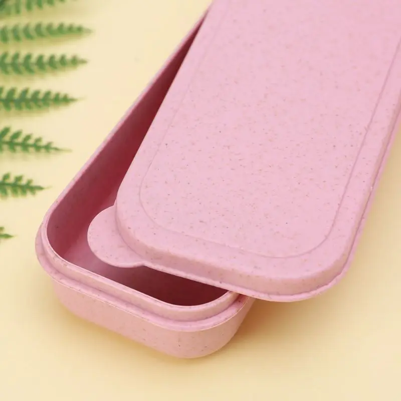 

Portable Eco-Friendly Wheat Straw Cutlery Camping Picnic Box Dishware Kitchen Utensils Case