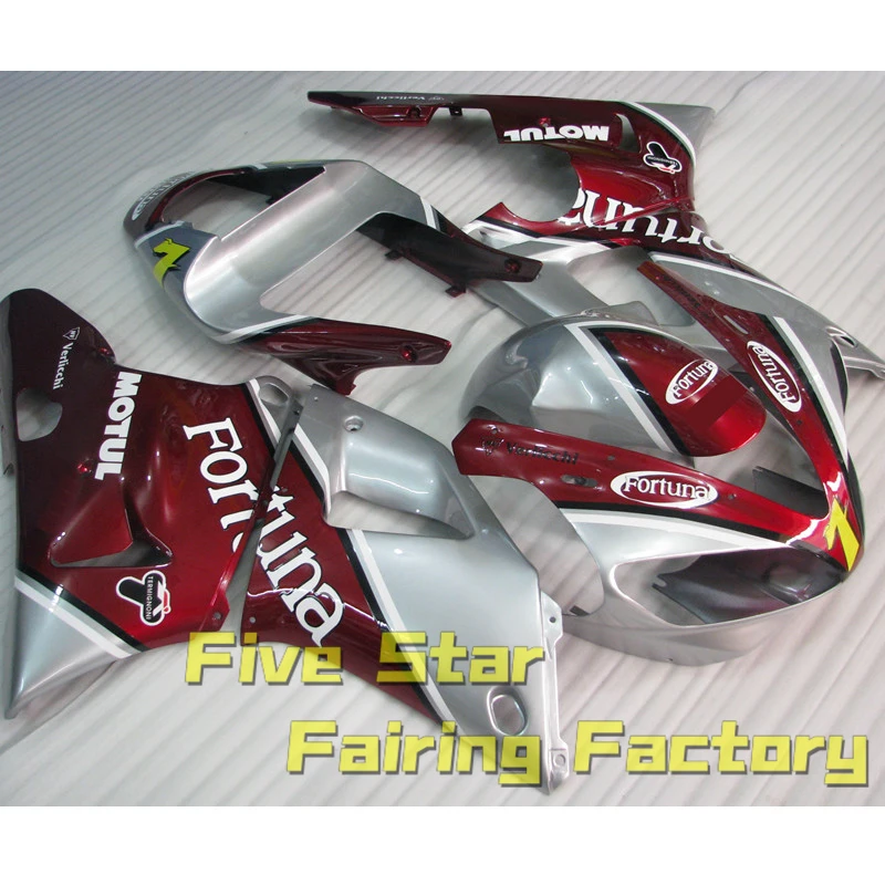 

Комплект обтекателей для мотоцикла Yamaha YZFR1 2000 2001 YZF R1 YZF1000, литьё под давлением для кузова красного и серебряного цвета, классический дизайн к...