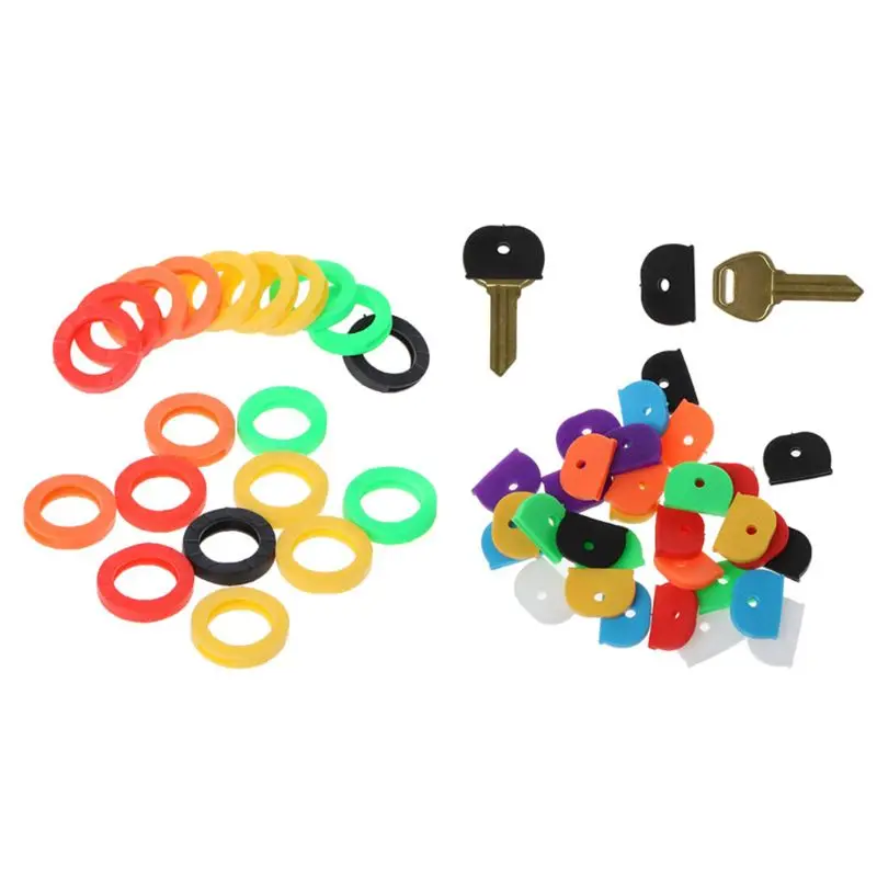 

80 Pcs 2 Styles Colorful for KEY Caps Rubber for KEY Identifier Rings 8 Assorted Colors for Gymnasium Library Study Room