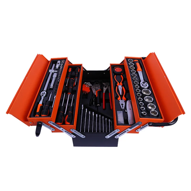 85pcs steam engine repair set iron box household tool box folding three layers hardware pliers sleeve