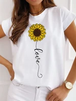 sunflower printed young girls casual basic o neck soft hand feel tshirt short sleeves womens t shirts summer colorful clothing
