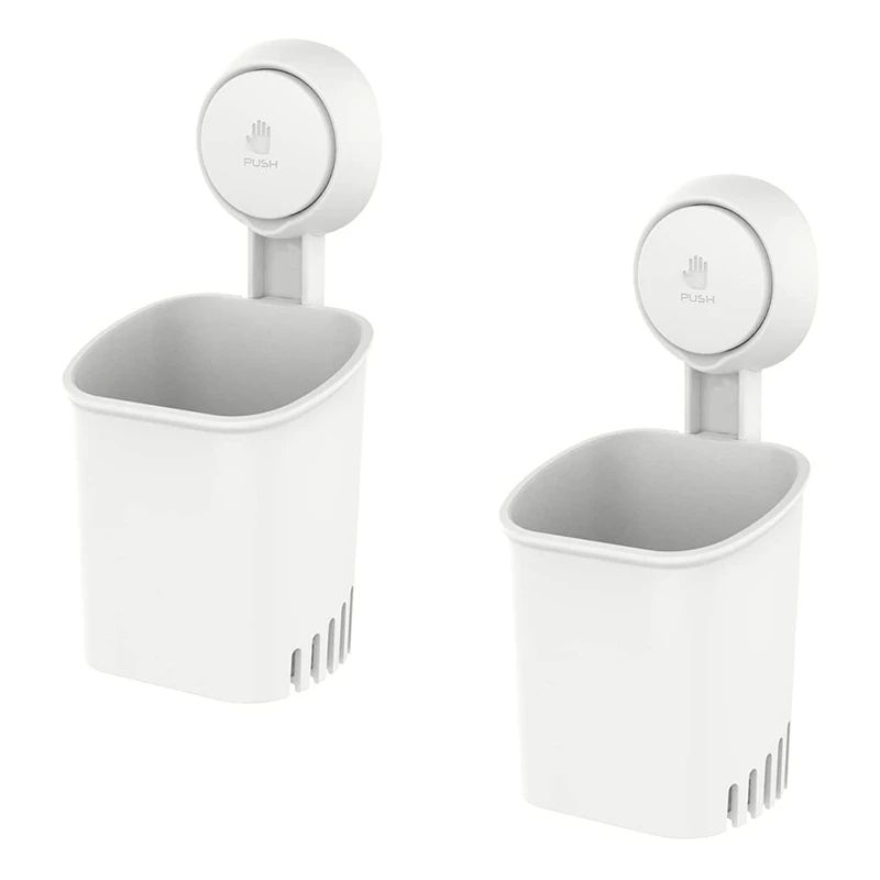 Toothbrush Holder Suction Cup Wall Mounted 2 Packs Shower For Bathroom Drill-Free Electric