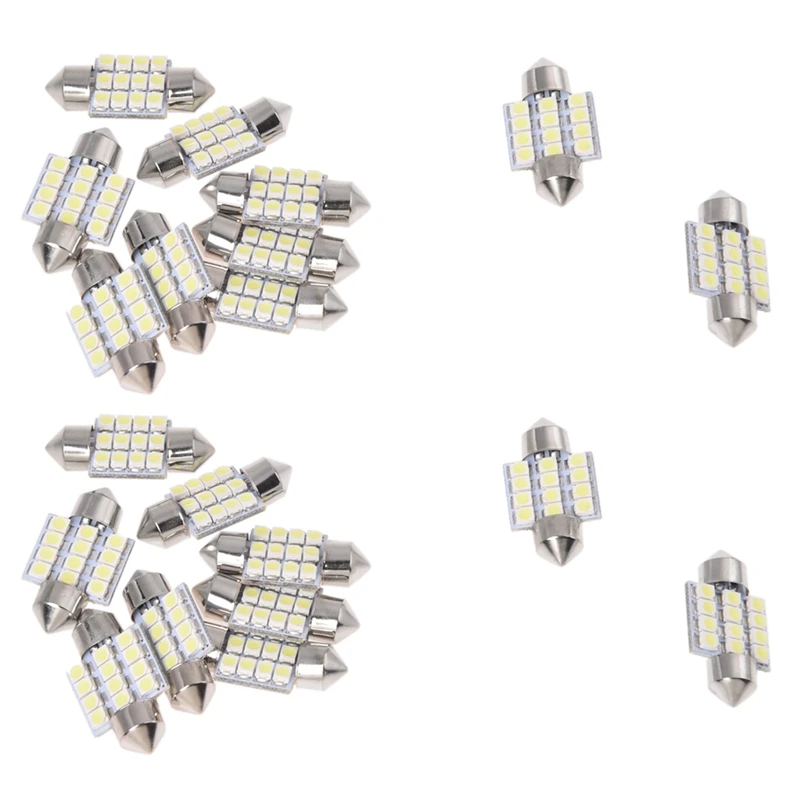 

20 лампочек Torpedo Lights 12 LED SMD White 31 мм