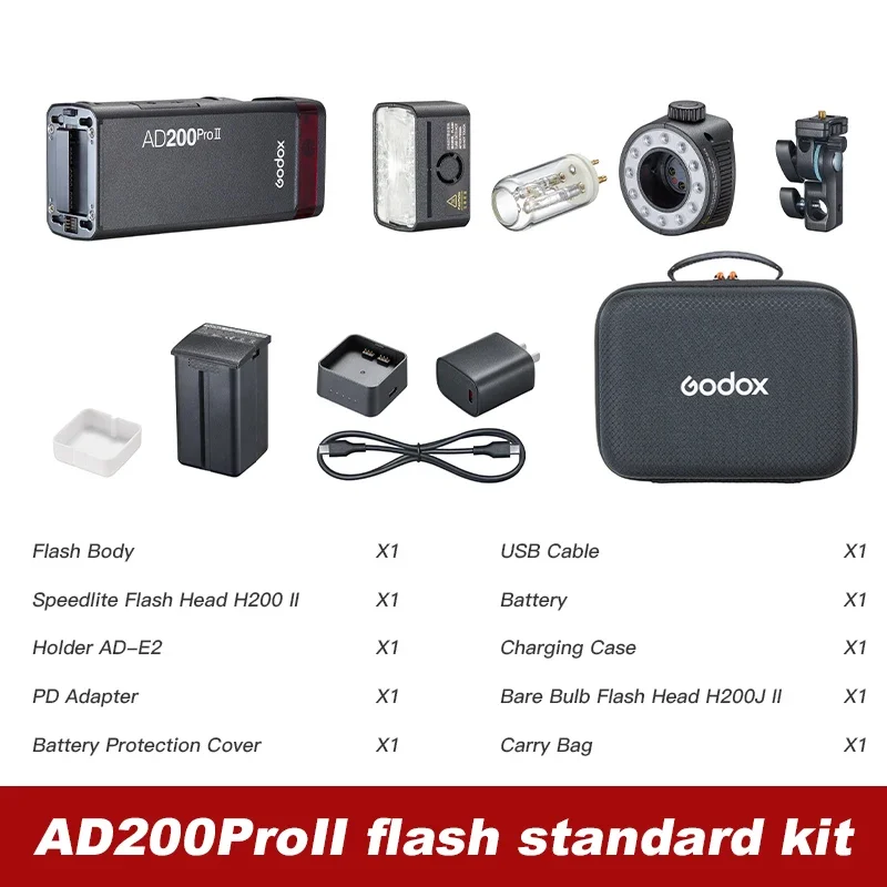Аккумулятор Godox AD200 pro II Flash 200 Вт 1/8000 HSS 2980 мАч