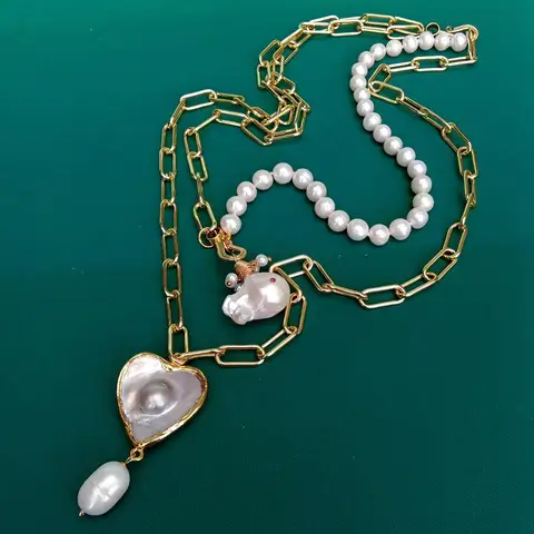 Y.YING, искусственный белый жемчуг, подвеска с жемчугом, позолоченная цепочка, ожерелье