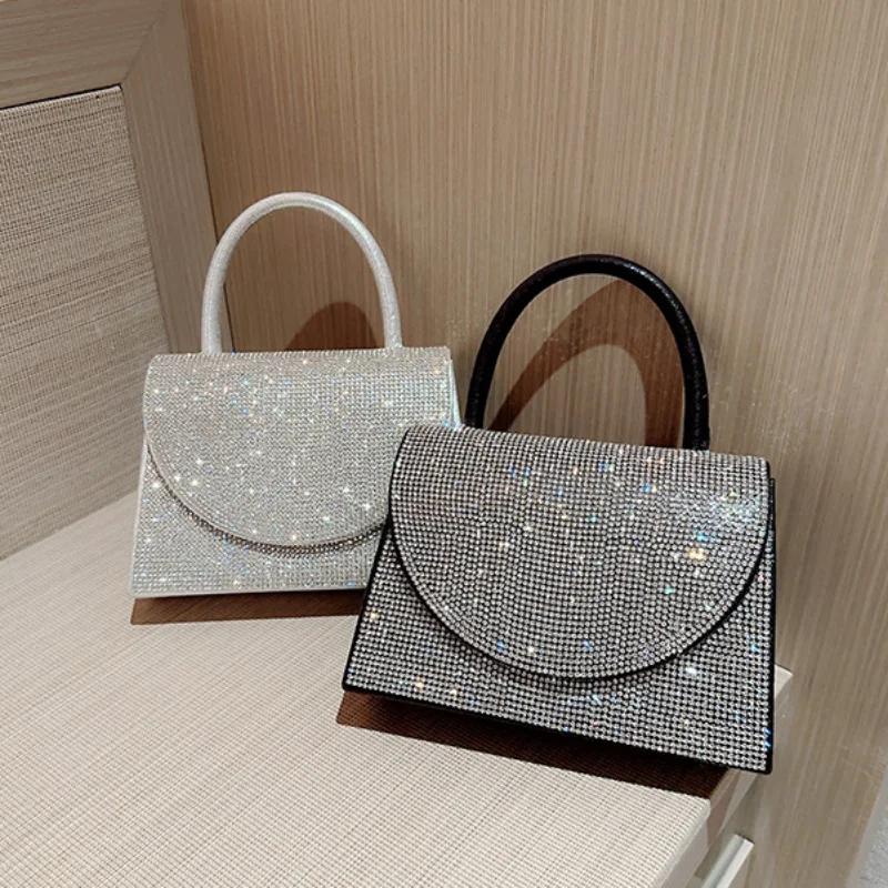 

2023 New Fashion Women Diamond Clutch Handbags Bling Evening Purse Mini Party Dinner Wallets 2 Colors Drop Shipping