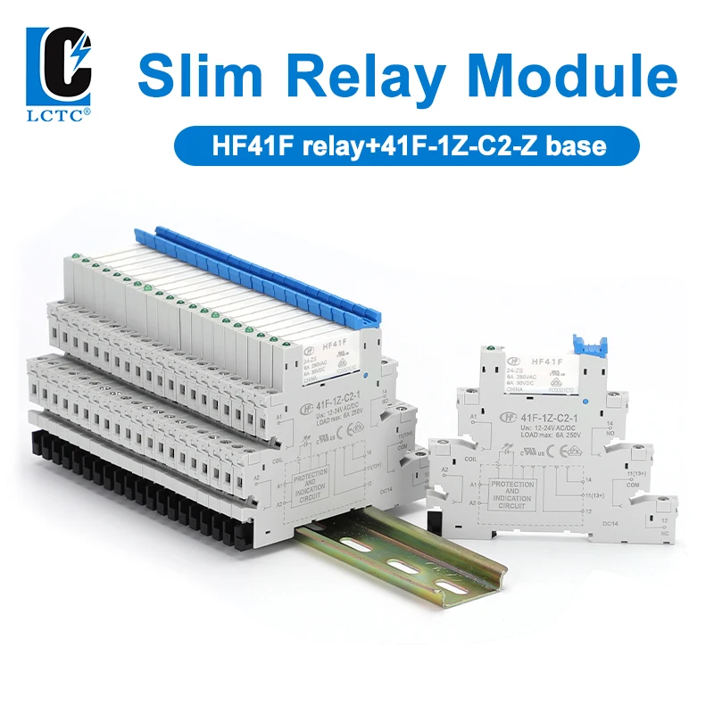 High Frequen Utra-thin Slim/SSR Relay DIN Mount with LED 6A 1CO Relay 41F-5-ZS 41F-12-ZS 41F-24-ZS 5V 12V 24V
