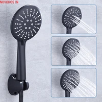 3 function luxury black shower head removable hand held rainfall spray wall mounted shower head set for bathroom matte black