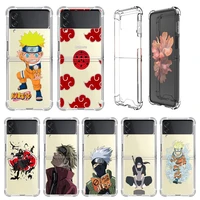 anime naruto kakashi luxury case for samsung galaxy z flip 3 5g funda z flip3 clear pc hard back phone coque shell