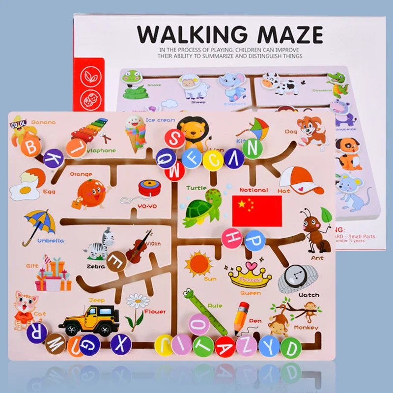 

Новая деревянная ферма буквы цифровые фрукты животные трафик слайд лабиринт головоломка для дошкольников ранних детей Обучающие игрушки Монтессори