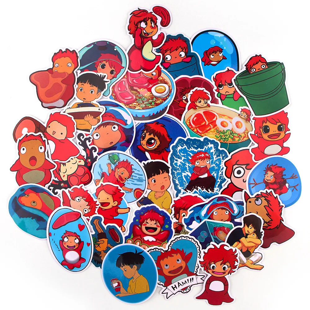 

36Pcs Ponyo on the Cliff Series Sticker Home Decor Fridge Styling Travel Suitcase Graffiti Styling Waterproof Stickers