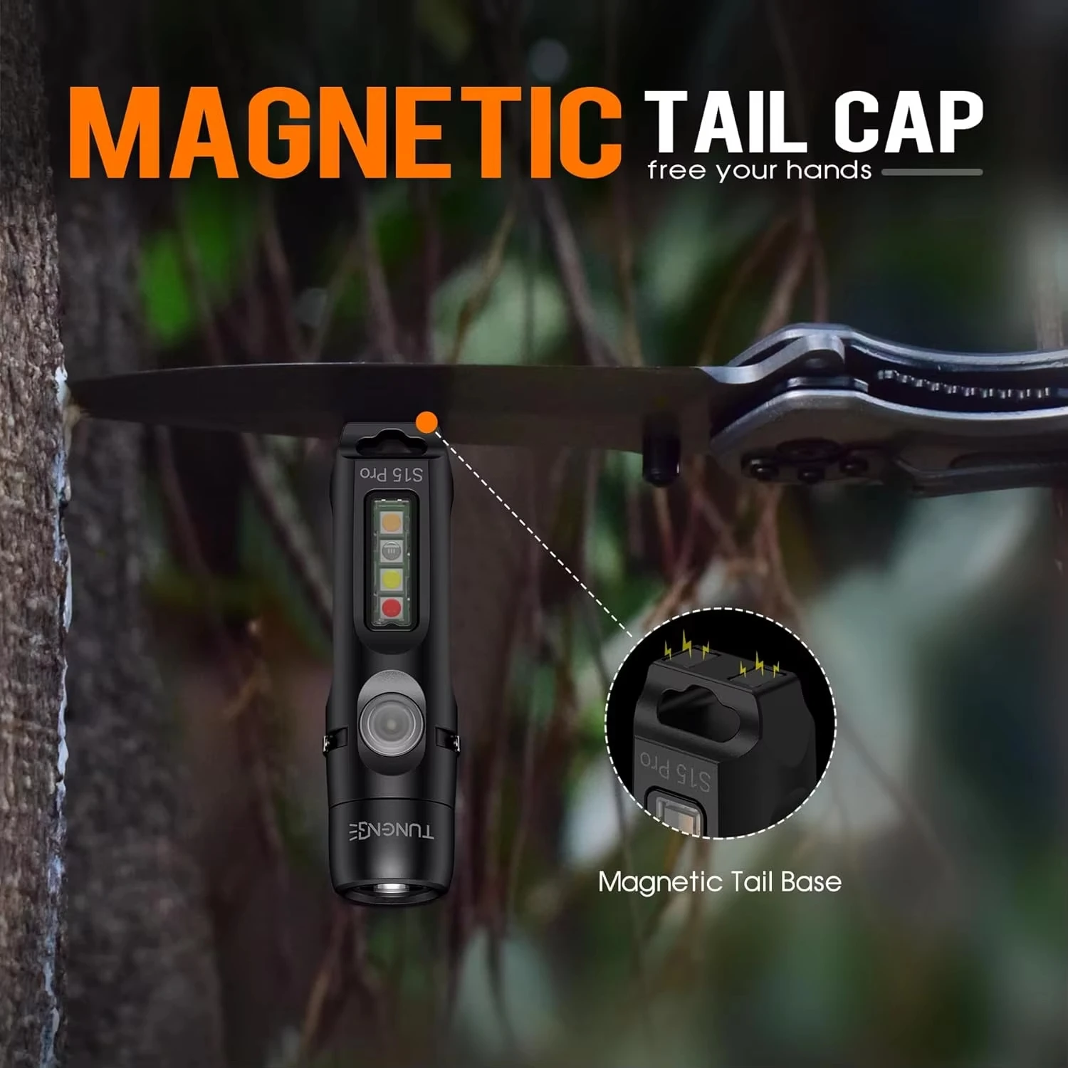 Фото Мини-фонарик TUNENGE S15Pro, портативный светодиодный фонарик 750, карманный фонарик с высоким люменом в качестве брелка для уличного пешего туризма, кемпинга №2