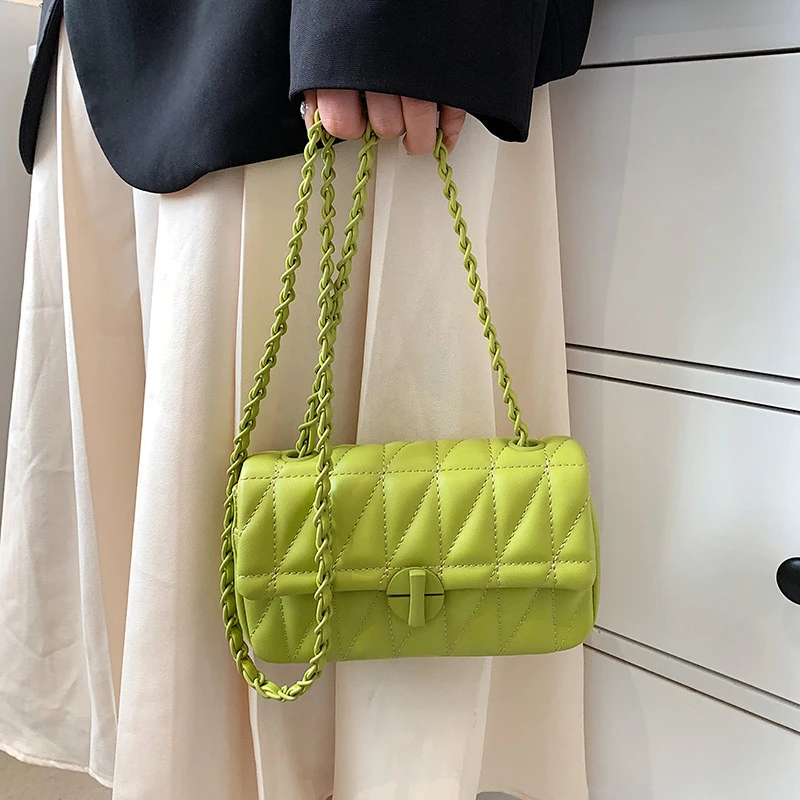

Rhombus Chain Women Handbag 2022 New Trendy Fashion Small Square Bag Ins Messenger Bag Female Armpit Bag