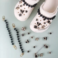 chain set croc shoes charms butterfly scallop fake alloy black accessories jibz for croc clogs shoe decorations party girl gifts