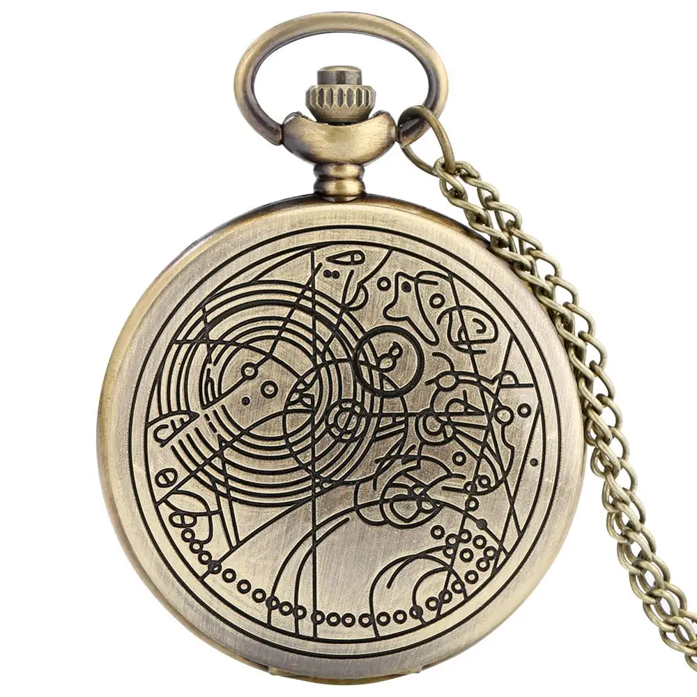 Retro Bronze Necklace Quartz Pocket Watch Analog Pendant Full Hunter Antique Classic Style Vintage Chain Clocks for Men Women