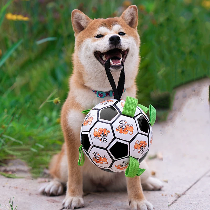 

Football Toys With Grab Tabs Interactive Play Toy Dog Outdoor Training Soccer Pet Bite Chew Balls for Dog Accessories