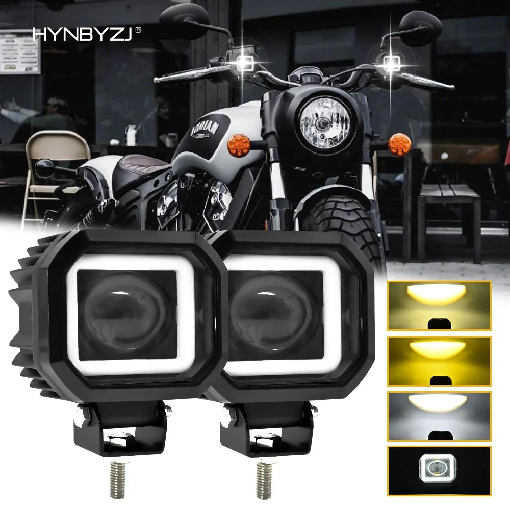 

HYNBYZJ 90W motorcycle headlight DRL Angel Eyes12V 24V Fog Lamps Led Super Brighter 6000K For Lighthouse before LED