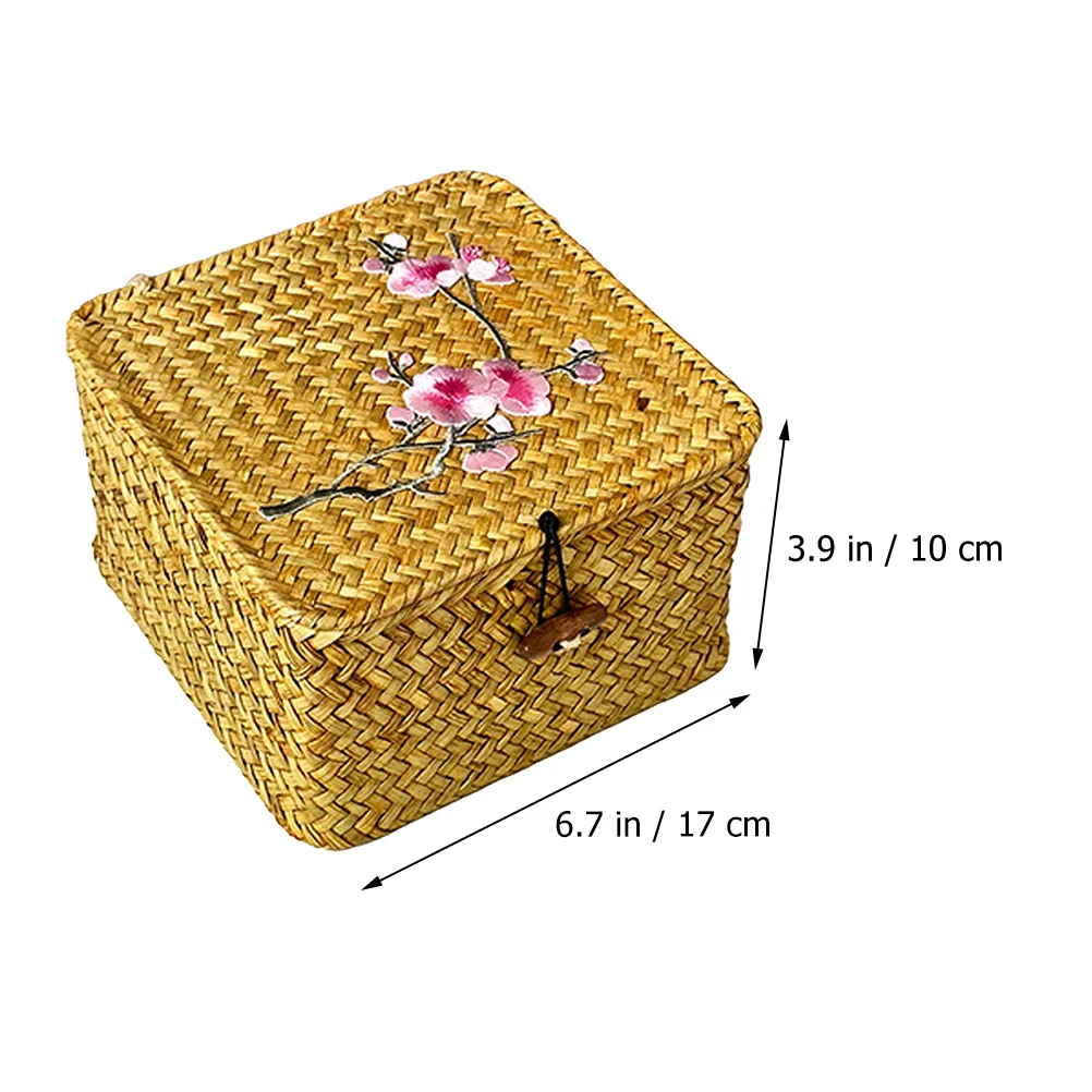 

Gift Box Toy Storage Case Makeup Organizer Woven Basket Wicker Baskets Straw Sundries