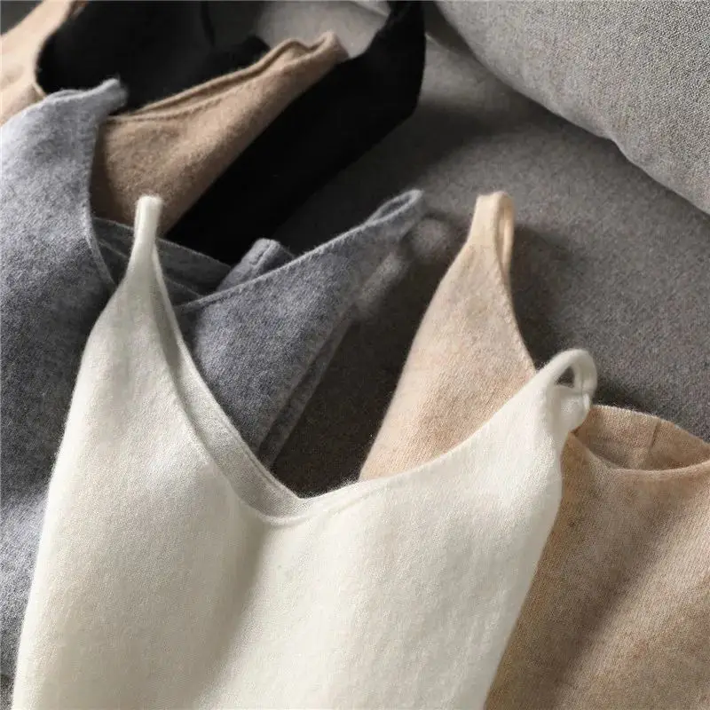 

Женская одежда, топы, трикотажная кофта, Женская однотонная кофта с V-образным вырезом, верхняя одежда без рукавов, нижний слой, внутренняя м...