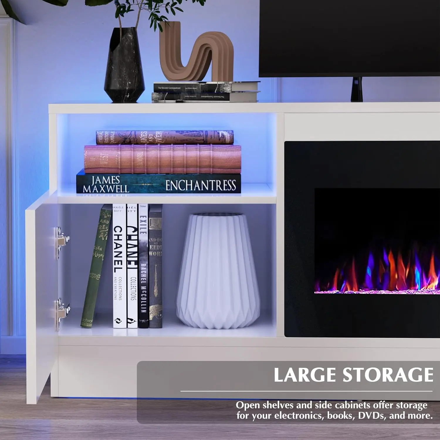 Подставка с 36-дюймовым камином Телевизоры до 80 дюймов развлекательным центром и