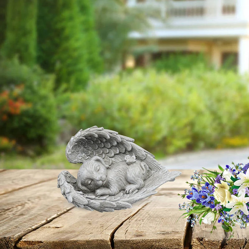 Мини-статуя домашнего питомца, кошка, собака, ангел, смола, Спящий ...