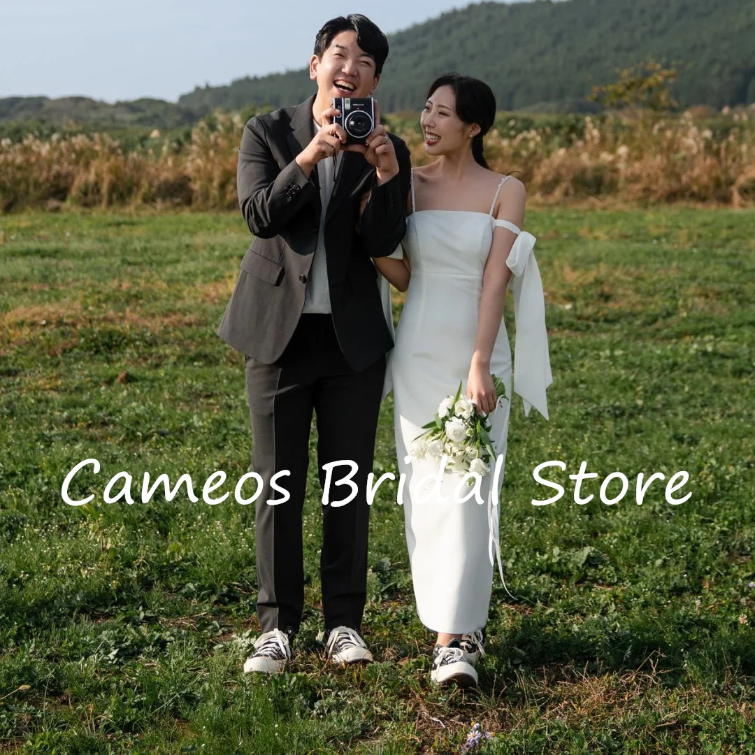 

2023 корейские платья невесты цвета слоновой кости на тонких бретельках, свадебное платье 웨스 스, атласное платье с рюшами, вечернее, свадебное платье цвета слоновой кости