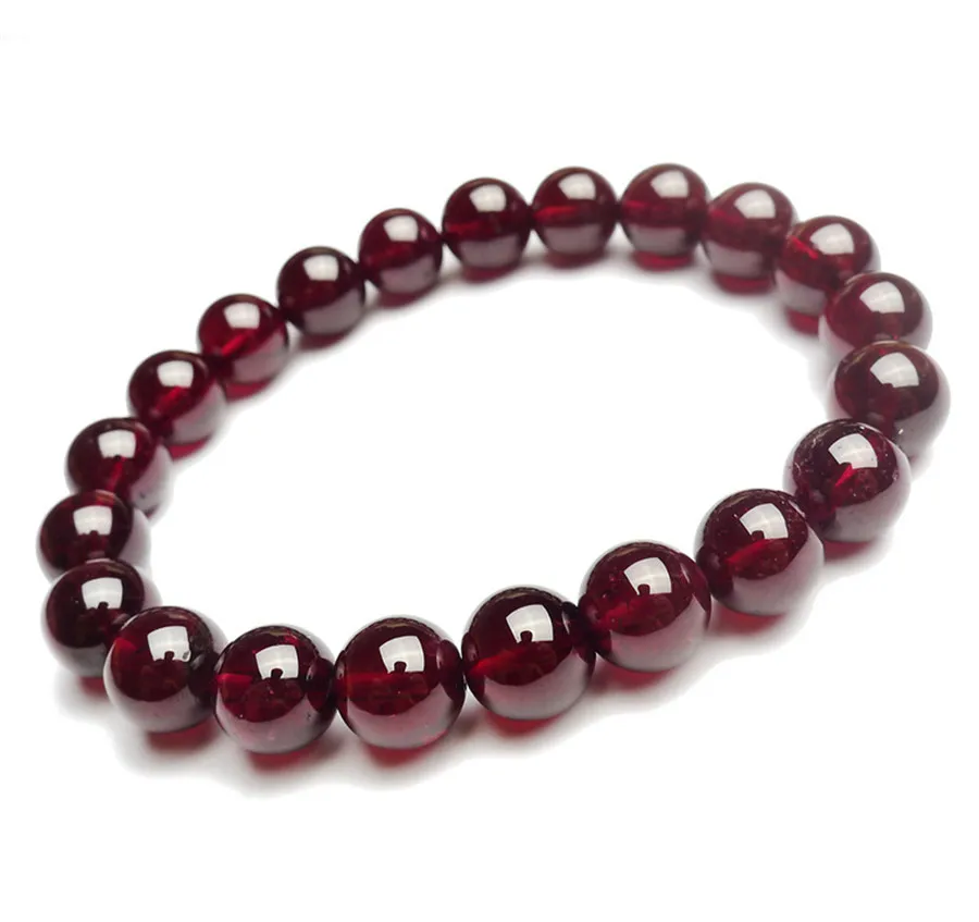 

Genuine Natural Wine Red Garnet Bracelet Clear Round Crystal Classic Bead Bracelets Women 7mm 8mm 9mm 10mm 11mm AAAAA